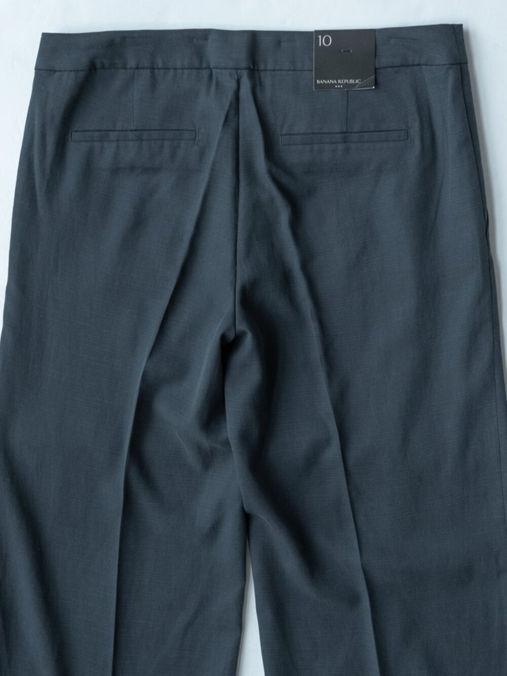 Banana Republic Wide Leg Pants Navy Blue Slub Corporate Drapey Capsule Trouser - Picture 10 of 11
